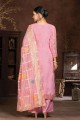 Hand Organza Pink Palazzo Suit with Dupatta