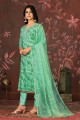 Organza Palazzo Suit in Green with Hand