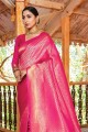 Pink Saree with Zari,weaving Handloom silk
