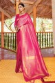 Pink Saree with Zari,weaving Handloom silk