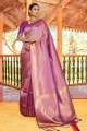Handloom silk Zari,weaving Purple Saree Blouse