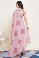 Digital print Cotton Pink Saree with Blouse