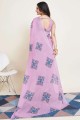 Cotton Digital print Purple Saree with Blouse