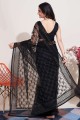 Black Embroidered Soft net Saree