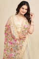 Soft net Saree  Peach with Embroidered
