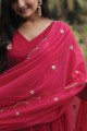 Faux georgette Embroidered Pink Anarkali Suit with Dupatta