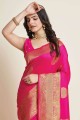 Zari Pink Saree with Blouse
