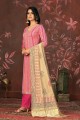Cotton Hand Pink Straight Suit with Dupatta