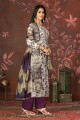 Cotton Straight Pant Suit in Wine with Hand work