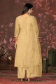 Hand  work Cotton Straight Pant Suit in Brige  with Dupatta