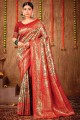 Saree in Maroon Banarasi silk with Zari