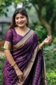 Saree Purple Tussar silk with Weaving