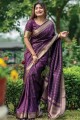 Saree Purple Tussar silk with Weaving