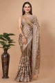 embroidered Silk Beige Saree with Blouse