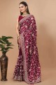 Maroon Saree in Silk Thread,embroidered