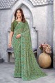 Green Saree with Digital print