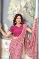 Saree in Pink with Digital print