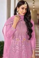 Pink Embroidered Net Anarkali Suit