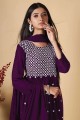 Purple Sharara Suit with Embroidered Georgette