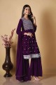 Purple Sharara Suit with Embroidered Georgette