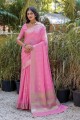 Pink Georgette Saree with embroidered