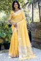 embroidered Georgette Saree in Yellow