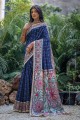 Saree Blue Printed Tussar silk
