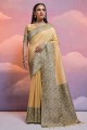 Cream Saree in Handloom silk Weaving