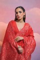 Handloom silk Saree Red with Weaving