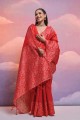 Handloom silk Saree Red with Weaving