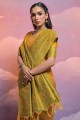 Yellow Saree in Handloom silk  Weaving