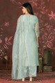 Organza Organza Straight Pant Suit with Embroidered