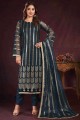 Net Straight Pant Suit with Embroidered