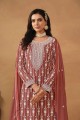 Brown Faux georgette Embroidered Sharara Suit with Dupatta