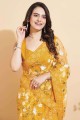 Soft net embroidered Yellow Saree with Blouse