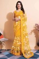 Soft net embroidered Yellow Saree with Blouse