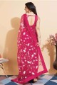 embroidered Saree in Pink Soft net
