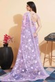 Purple Soft net Saree with embroidered