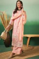 Straight Pant Suit in Peach  Georgette