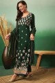 Embroidered Green Straight Pant Suit with Dupatta