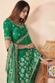 Printed Bhagalpuri silk Saree in Green