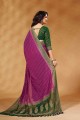 Saree in Wine Georgette with Weaving