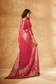 Weaving Georgette Saree Red with Blouse