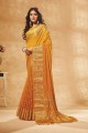 Saree Yellow in Georgette with Weaving