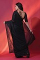 Georgette Sequins,embroidered Black Saree with Blouse