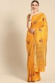 Mustard  Saree in Net with Embroidered