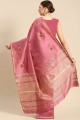 Net Saree with Embroidered in Mauve