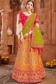 Orange Wedding Lehenga Choli in Banarasi silk with Embroidered