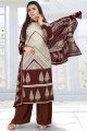 Multicolor Churidar Suit with Printed Crepe