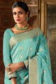 Teal  Weaving South Indian Saree in Silk